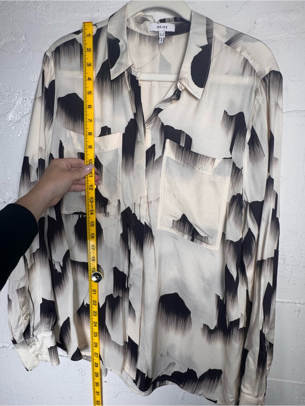 Reiss Casper Print Blouse glacier print ivory contemporary art US 10 UK 14 Avant - Picture 5 of 8